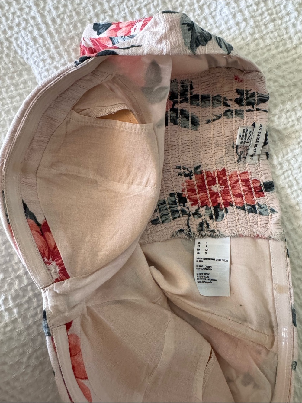 American Eagle Floral Strapless Bustier Crop Top - Blush Pink with pink Flowers - Picture 6 of 6